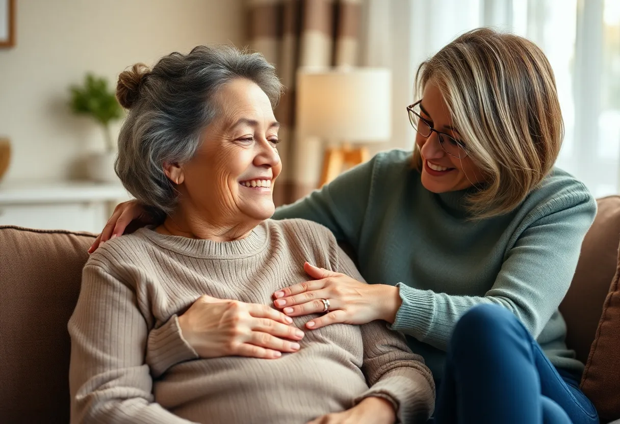 A family caregiver helping a mesothelioma patient.