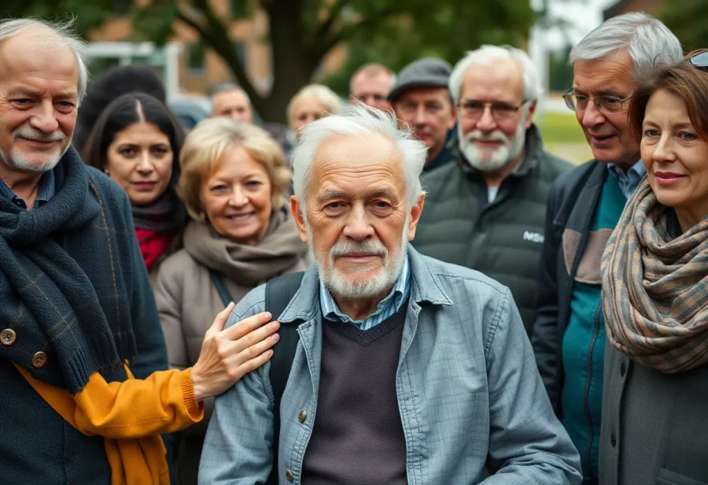 Community members gather to support a grandfather diagnosed with mesothelioma.