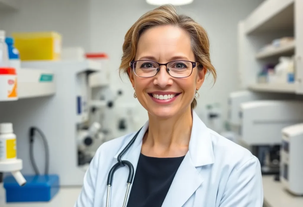 Dr. Hedy Lee Kindler in a laboratory