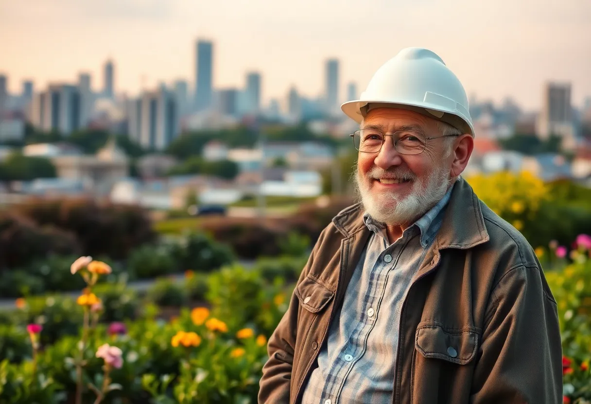 Keith Render, an 83-year-old engineer, smiling in his garden.