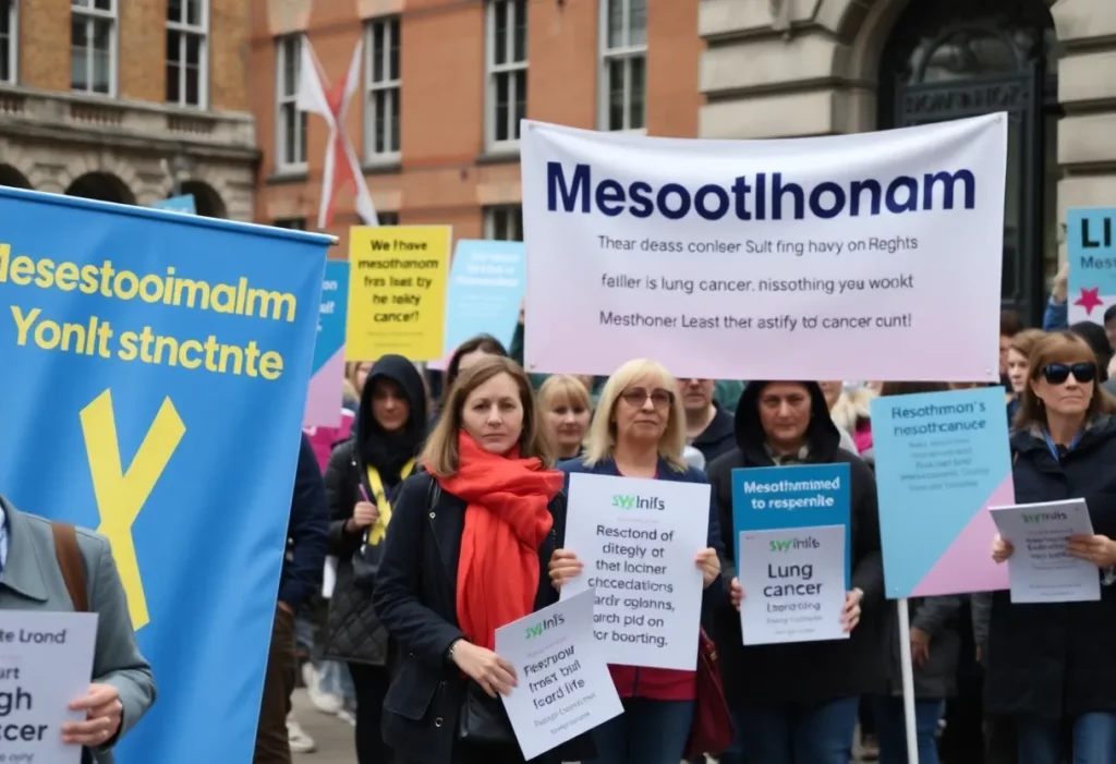 A group of people at a mesothelioma awareness event in London.