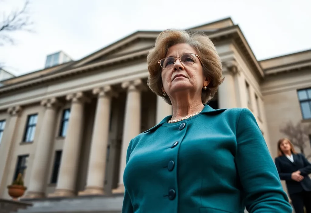 Elaine Monlux standing outside courthouse in Seattle